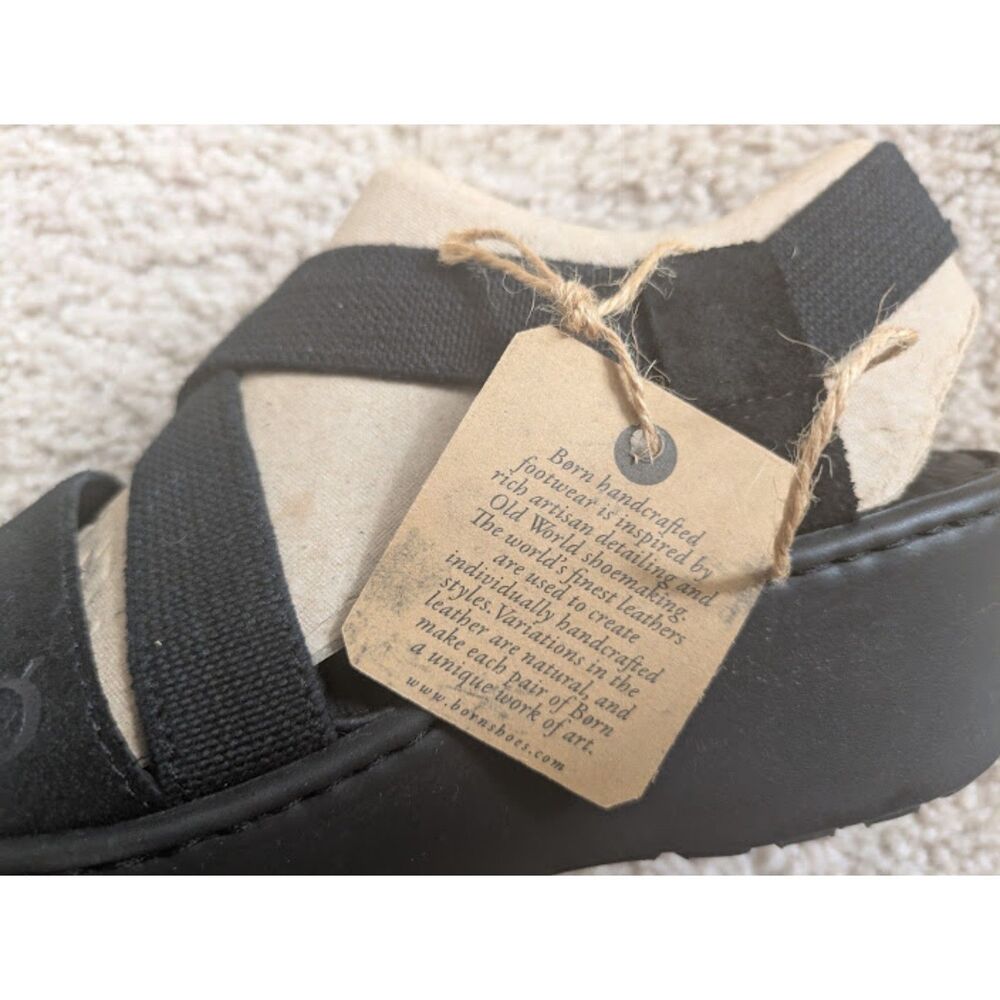 NIB Born Black Lightweight Platform Wedge Heel Strappy Sandals Sz 6 - Picture 5 of 11